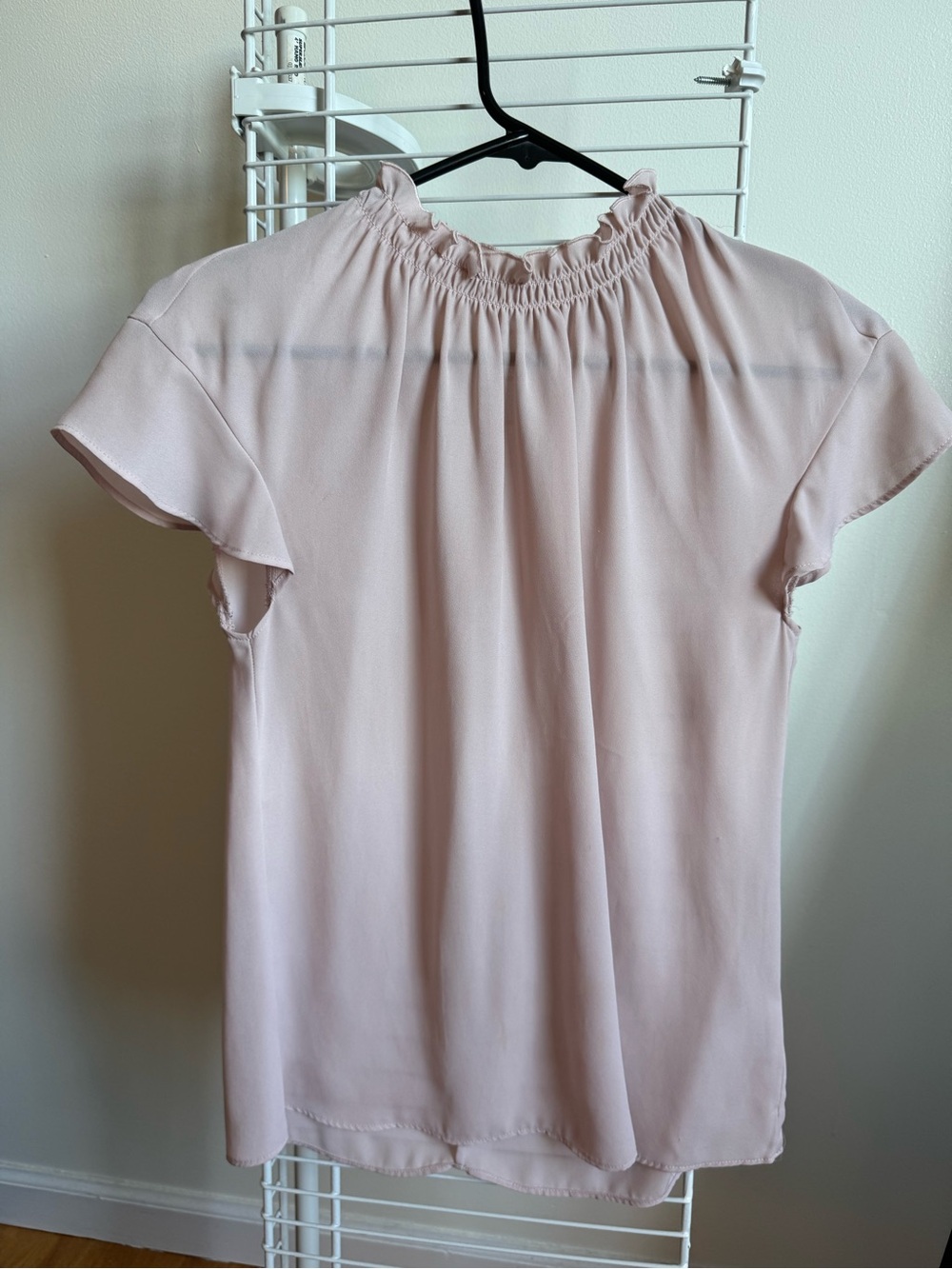 Express Blush Pink Ruffle Neck Flutter Sleeve Blouse